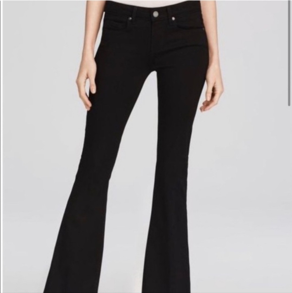 PAIGE DENIM Lou Lou Petite Flares In Black Shadow sz 26